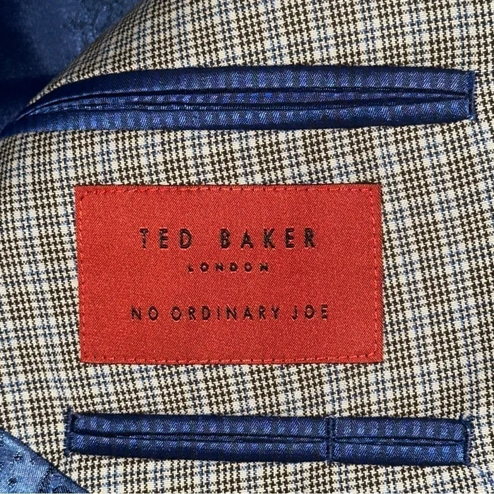 Ted Baker Men’s S Tan Mini Check Suit Jacket Blazer